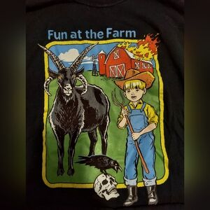 Steven Rhodes Fun At The Farm Graphic Long Sleeve Cropped Shirt